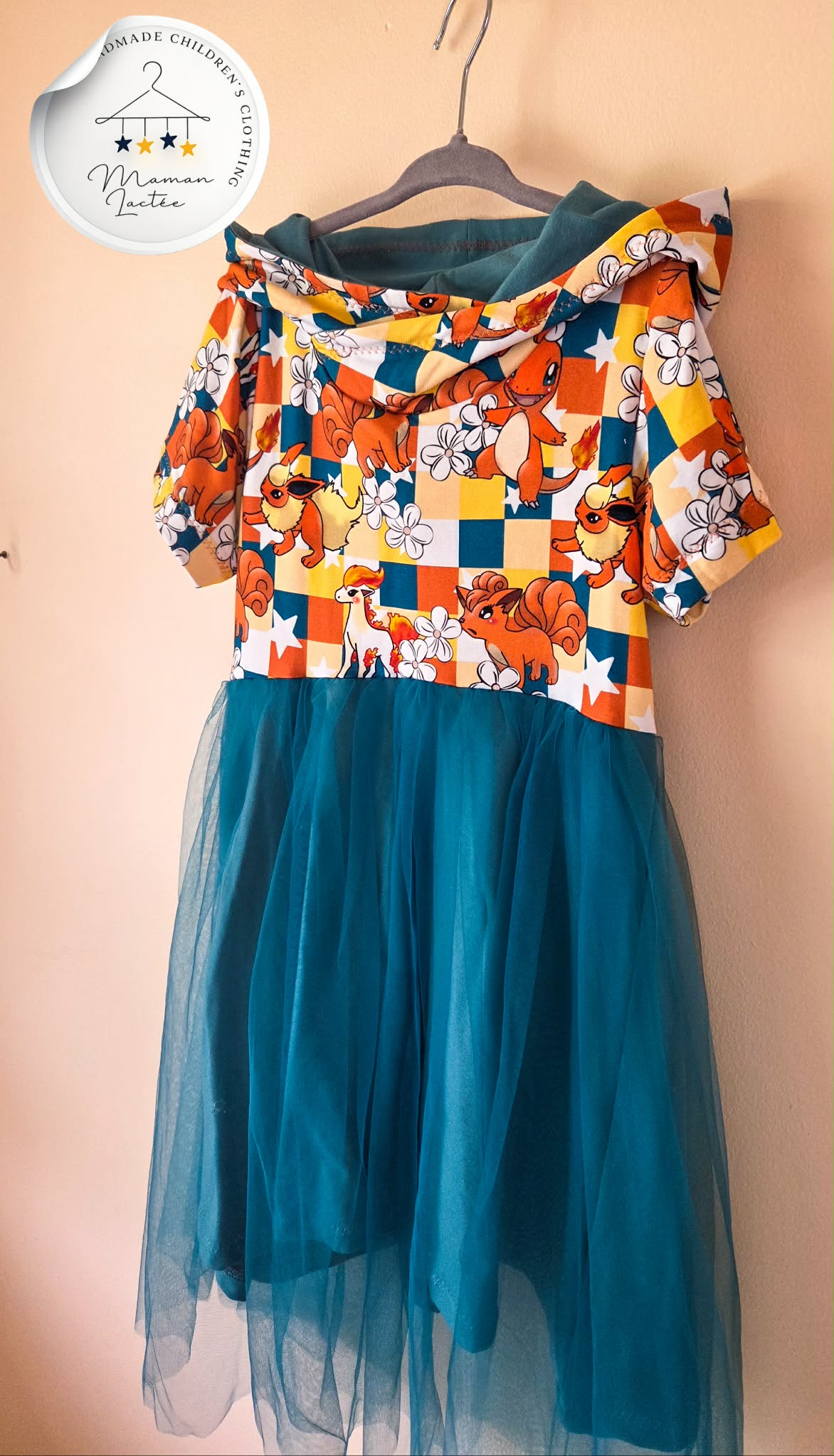 GWM Fire Pokemon Hooded Dress - 9-12Y