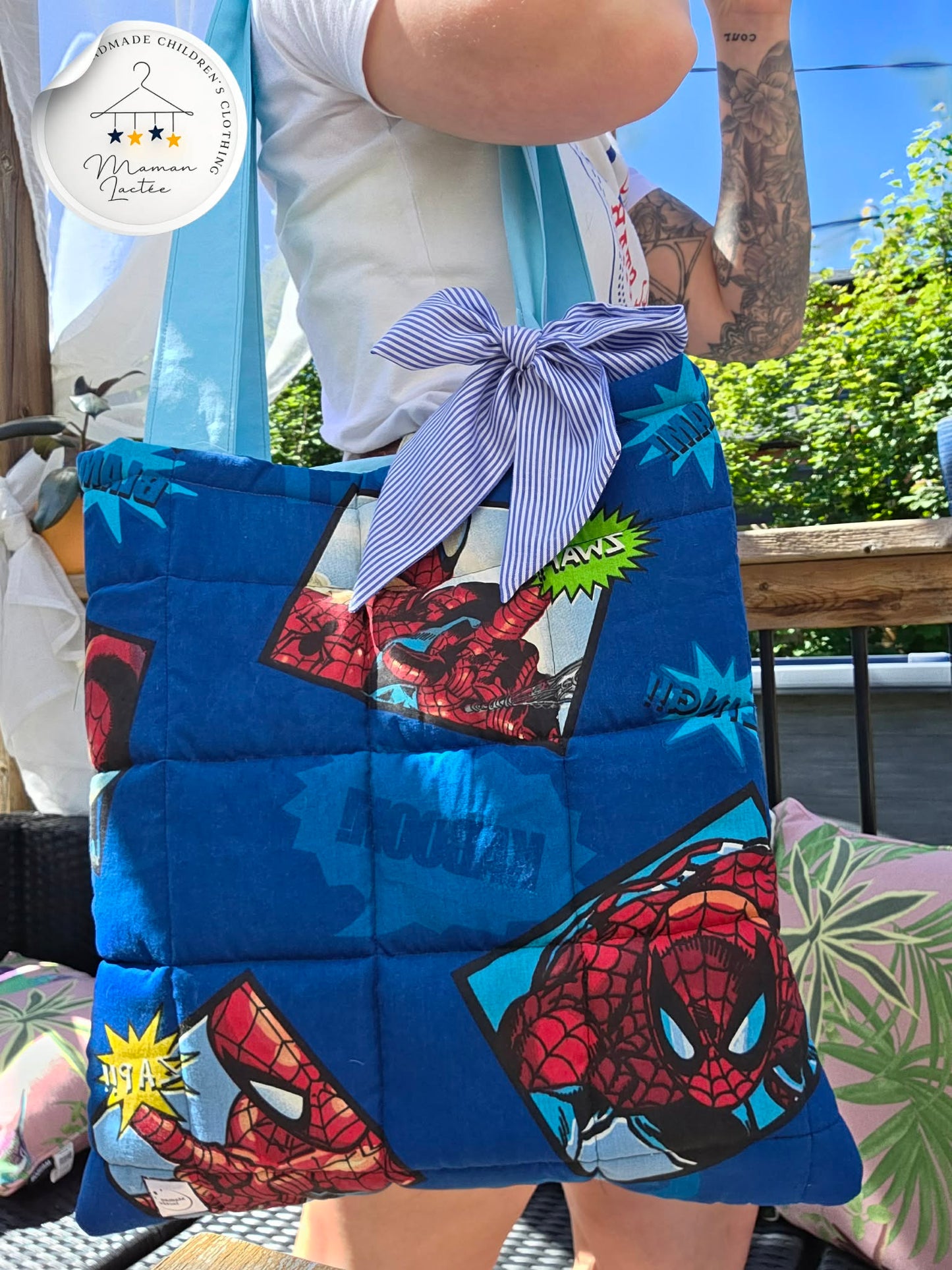 Handmade Quilted Tote Bag | Made with Thrifted Fabric